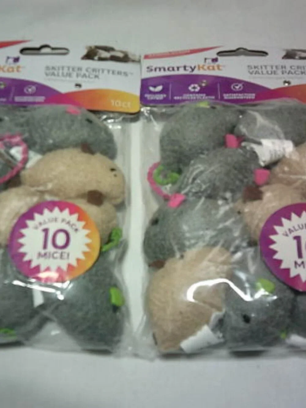 2 PACKS 10 EACH SMARTY KAT SKITTER CRITTERS CAT KITTEN MICE INTERACTIVE TOYS 🐱